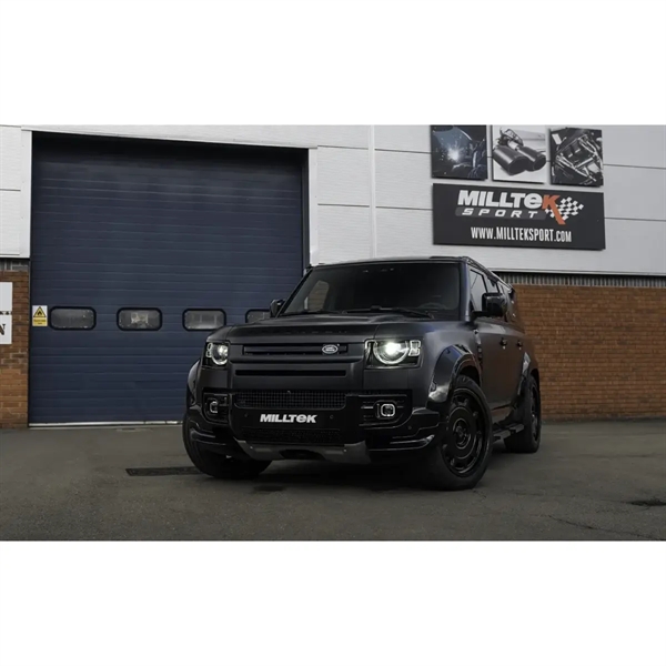 Milltek Special Edition Svart Belagt OPF/GPF-Bak Resonert Ventilstyrt System med Fire GT-90 Cerakote Svarte Endestykker Land Rover Defender