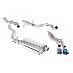 Milltek Non-Resonated (Høyere) Catback med 2 x GT-100 Brente/Blå Titanium Endestykker