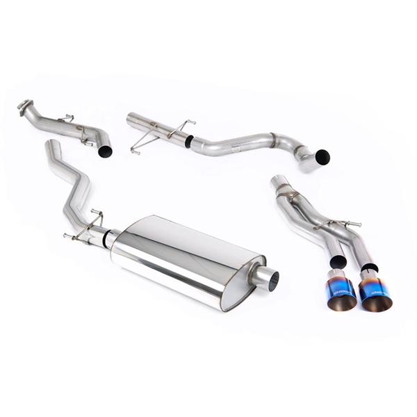 Milltek Non-Resonated (Høyere) Catback med 2 x GT-100 Brente/Blå Titanium Endestykker