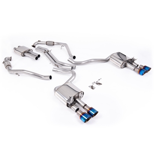 Milltek Sport Diff-modeller Med Avstivningsstag (LHD) – Resonert Cat-back Eksosanlegg Med Fire Brente/Blå Titanenderør Til Audi S5 B9 V6 Turbo Coupé