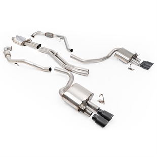 Milltek Sport Diff uten Avstivningsstag - Resonert (Stillere) Cat-Back Eksosanlegg med Quad Cerakote Svarte Ovale Enderør, RHD, Audi S4/S5 B9