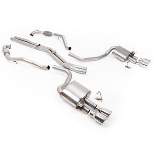 Milltek Sport Diff uten Avstivningsstag - Ikke-Resonert (Høyere) Cat-Back Eksosanlegg med Quad GT-100 Polerte Enderør, RHD, Audi S4/S5 B9