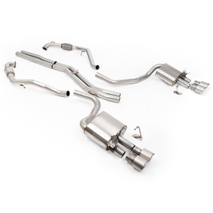 Milltek Sport Diff uten Avstivningsstag - Ikke-Resonert (Høyere) Cat-Back Eksosanlegg med Quad GT-100 Titan Enderør, RHD, Audi S4/S5 B9