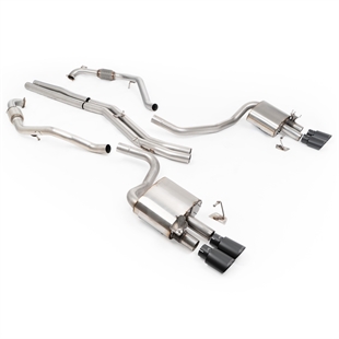 Milltek Sport Diff uten Avstivningsstag - Ikke-Resonert (Høyere) Cat-Back Eksosanlegg med Quad Cerakote Svarte Ovale Enderør, RHD, Audi S4/S5 B9