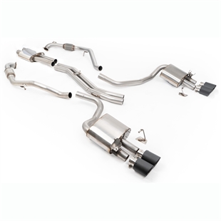 Milltek Sport Diff Uten Avstivningsstag – Resonansdempet (Mer Stillegående) Cat-back Eksosanlegg Med Fire JET-100 Karbonenderør, Høyrestyrt (RHD), Audi S4/S5 B9