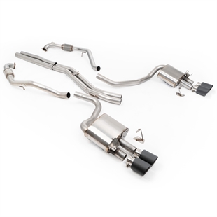 Milltek Sport Diff uten Avstivningsstag - Ikke-Resonert (Høyere) Cat-Back Eksosanlegg med Quad JET-100 Karbon Enderør, RHD, Audi S4/S5 B9