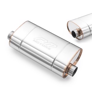 RM Motors Universal E007 elliptical silencer Can length - 300 mm, Embossing - No, Inlet diameter - 70 mm