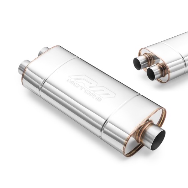 RM Motors Elliptical muffler EM004 Can length - 400 mm, Embossing - No, Inlet diameter - 70 mm