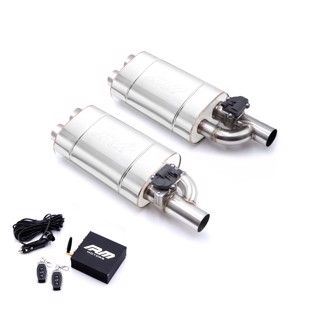RM Motors Set of straight-through silencers with electric valve EV03 Can length - 350 mm, Inlet diameter - 63,5 mm