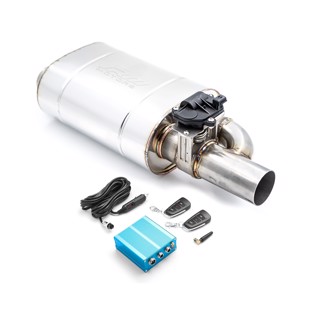 RM Motors Through-flow silencer with electric valve Can length - 300 mm, Inlet diameter - 76 mm, Side - Right