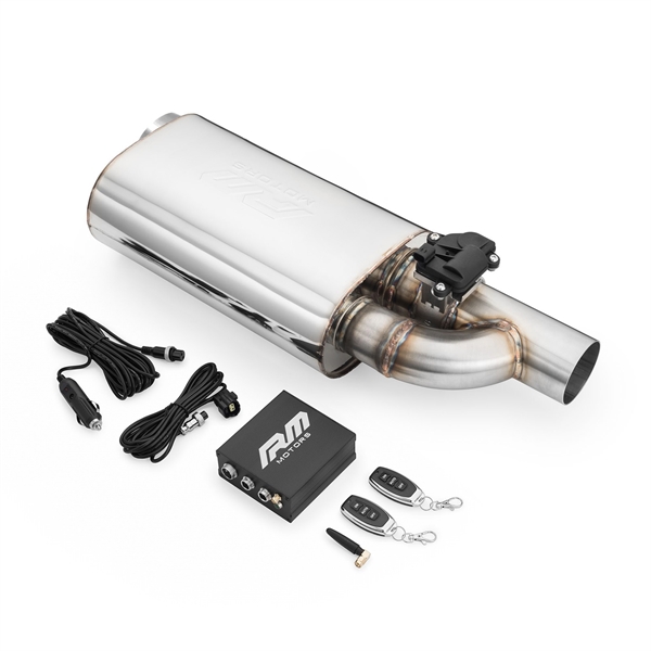 RM Motors Kammerlyddemper Med Elektrisk Ventil EV05, Bokslengde - 300 mm, Innløpsdiameter - 76 mm, Side - Venstre
