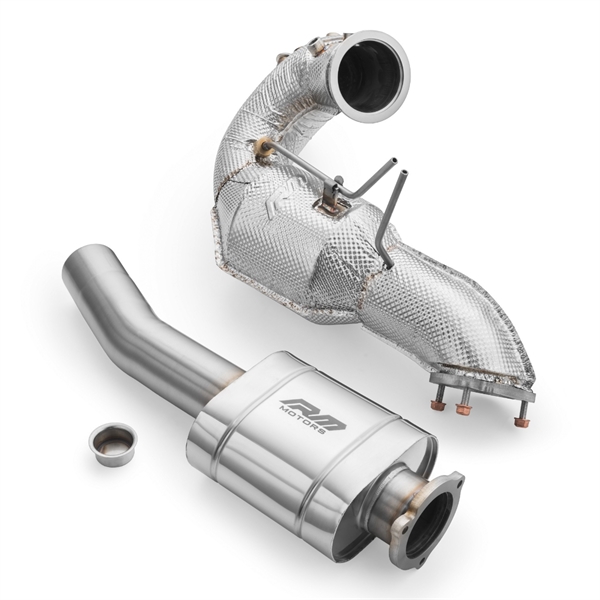 RM Motors Downpipe Sett Audi A6 S6 / Avant / Sportback / Avant Quattro 3.0 TDI, Uten Katalysator, Med lyddemper, Sett Med Lyddemper Og Varmeskjold